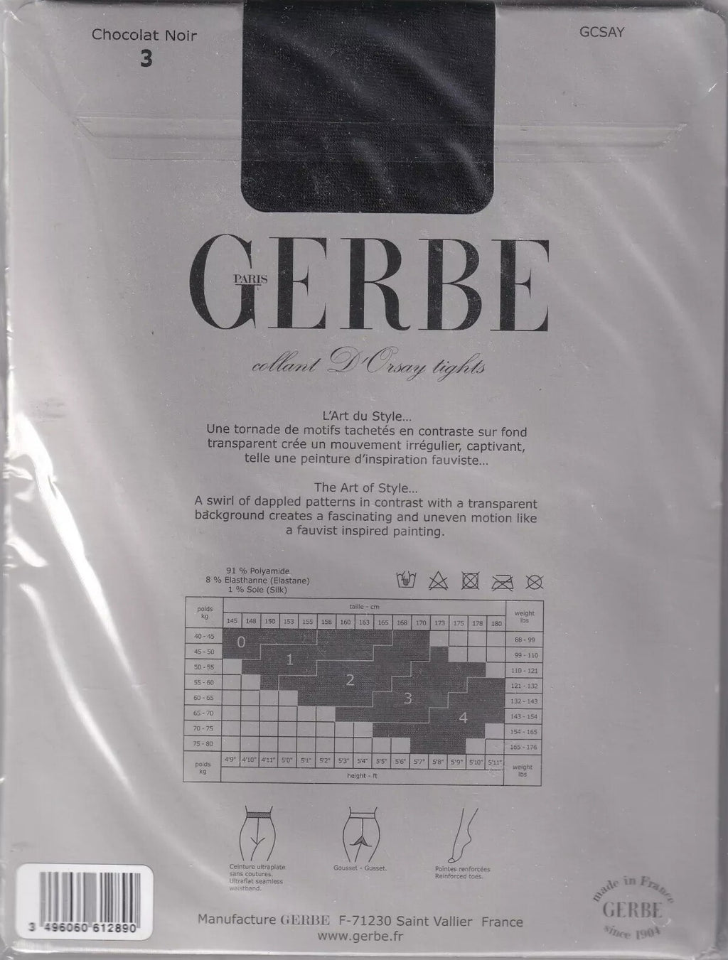 Collant GERBE D'ORSAY 3 coloris 5 tailles. Fauvist fashion tights