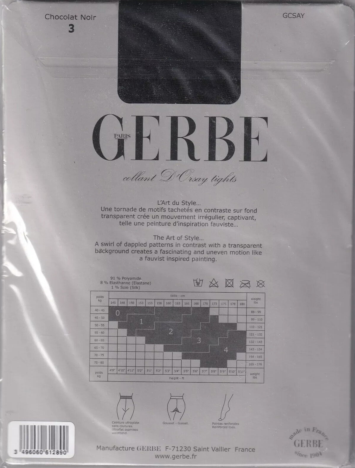 Collant GERBE D'ORSAY 3 coloris 5 tailles. Fauvist fashion tights