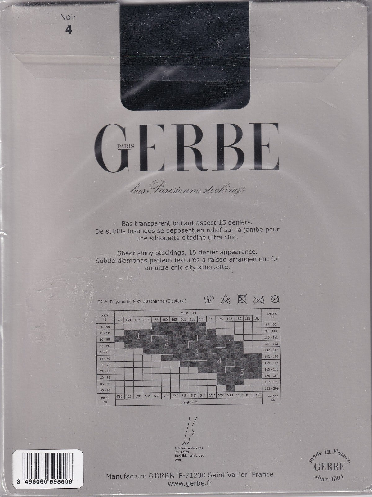 Bas GERBE PARISIENNE coloris Noir. 2 tailles. Ultra chic stockings