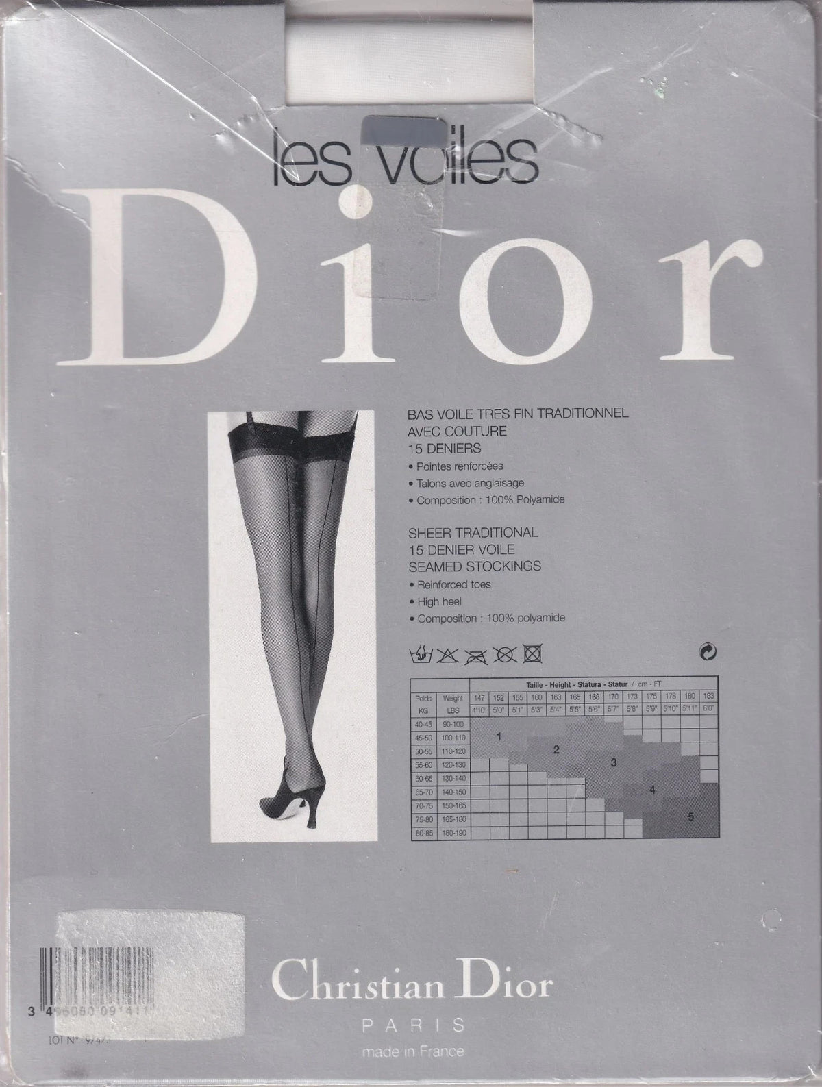 Bas couture DIOR 15 D 3 coloris 3 tailles. Fully Fashioned Stockings