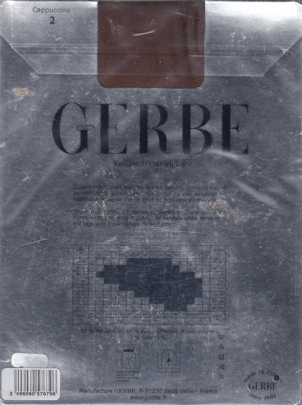 Collant GERBE TONG 15 D 3 coloris 5 tailles. Toeless tights