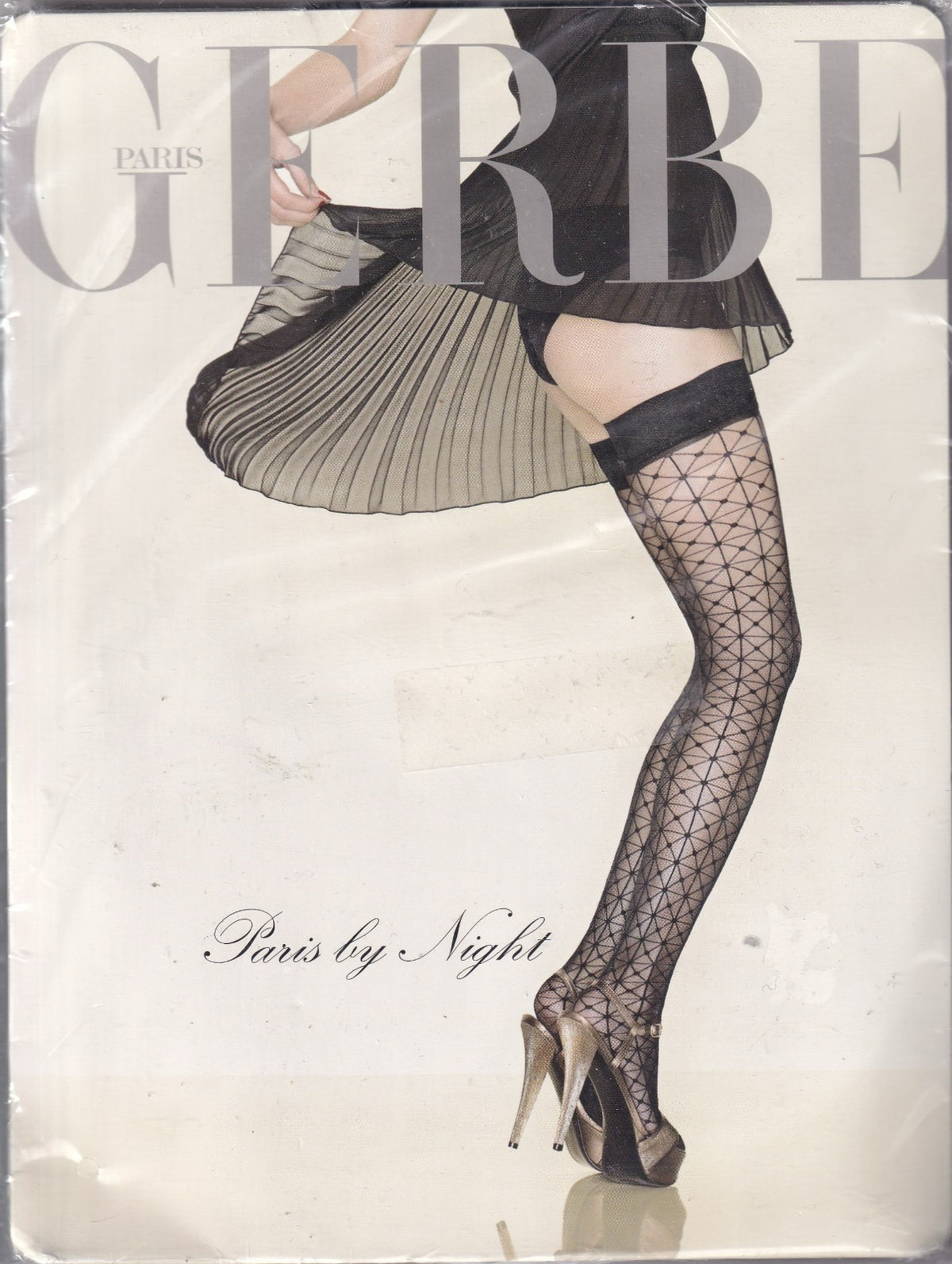 Bas jarretière GERBE PARIS BY NIGHT Noir. T 3 - 9½. "Eiffel" stay-ups