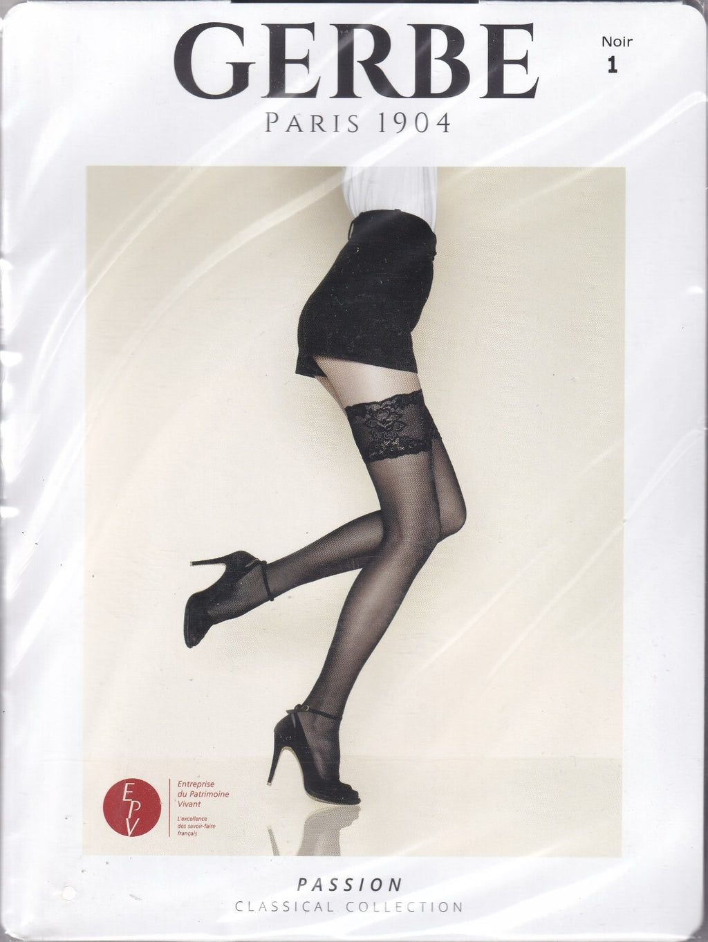Bas jarretière GERBE PASSION 20 D Écru ou Noir. 4 tailles. Stay-ups