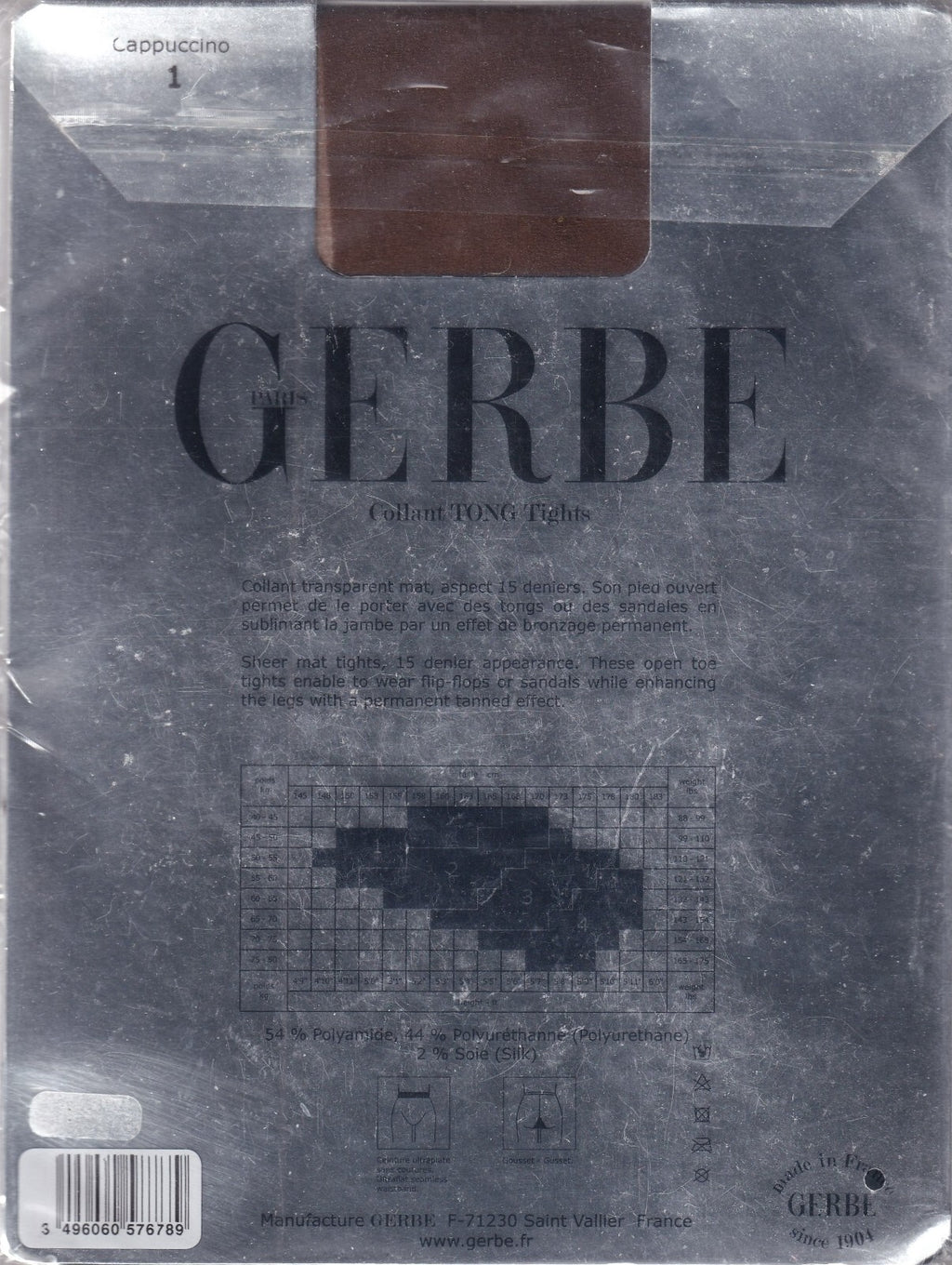 Collant GERBE TONG 15 D 3 coloris 5 tailles. Toeless tights
