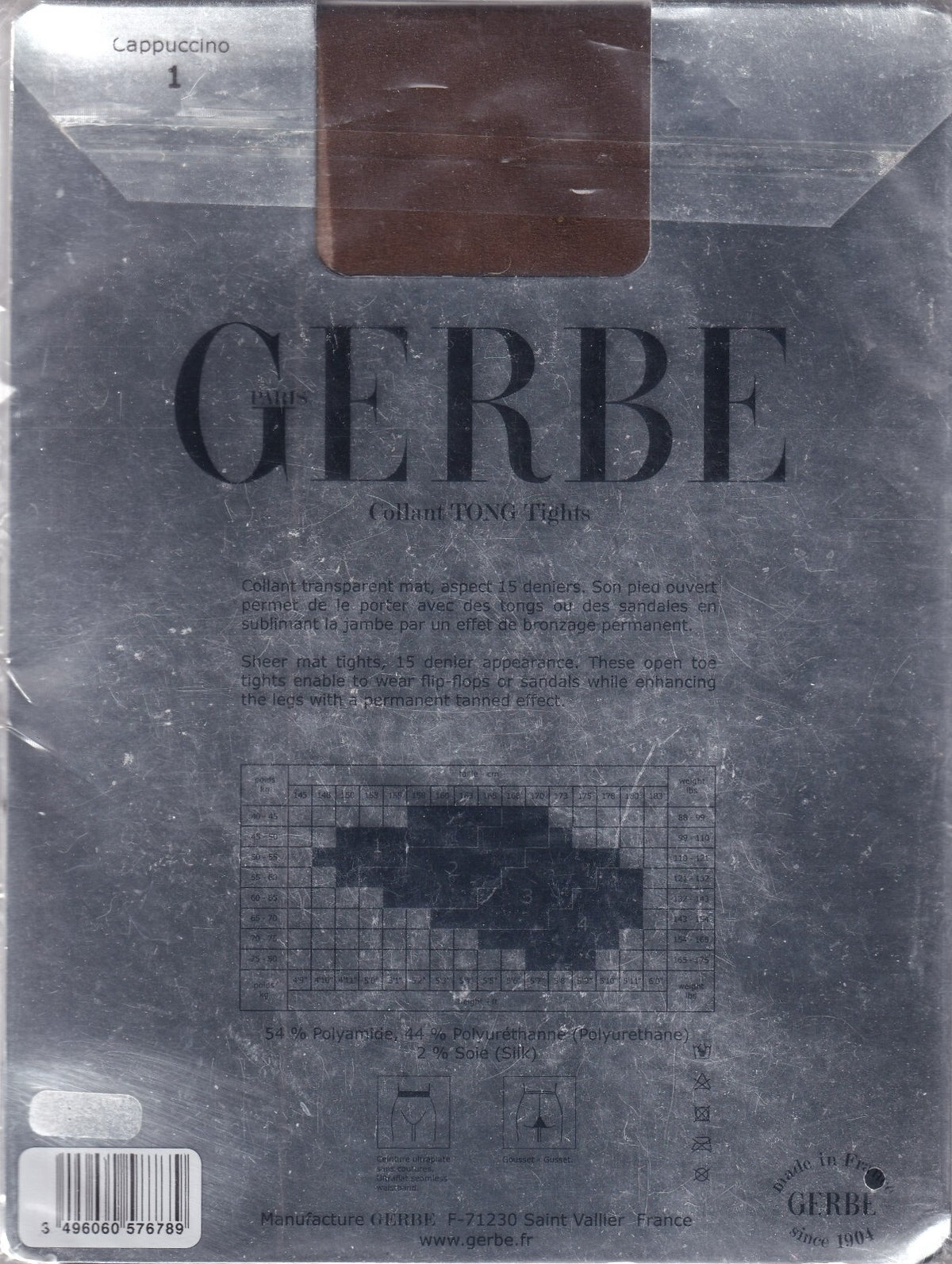Collant GERBE TONG 15 D 3 coloris 5 tailles. Toeless tights