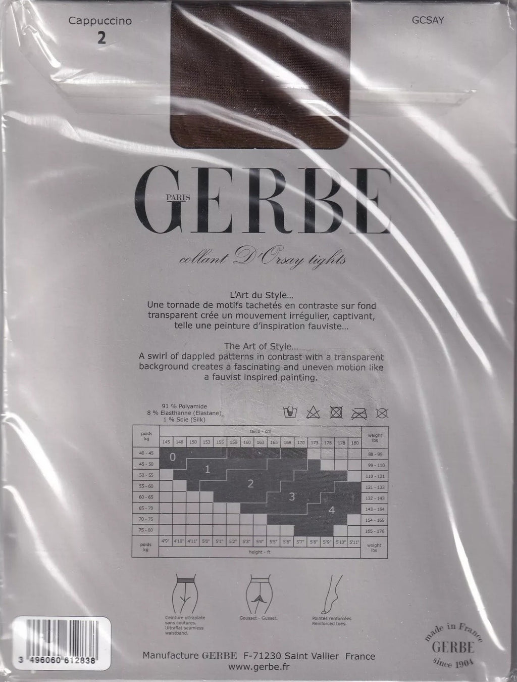 Collant GERBE D'ORSAY 3 coloris 5 tailles. Fauvist fashion tights