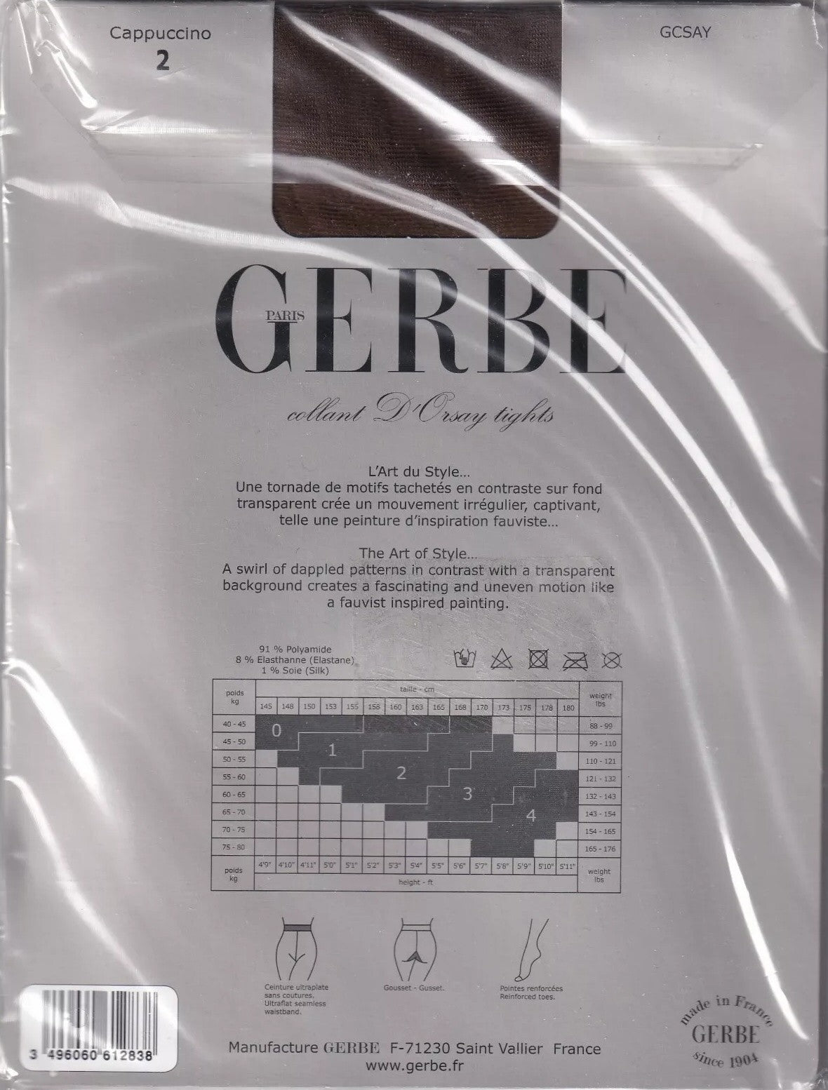 Collant GERBE D'ORSAY 3 coloris 5 tailles. Fauvist fashion tights
