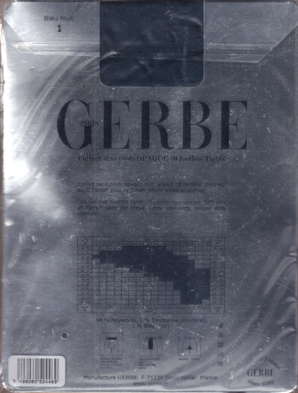 Legging GERBE OPAQUE 70 D Bleu Nuit ou Noir. 5 tailles.