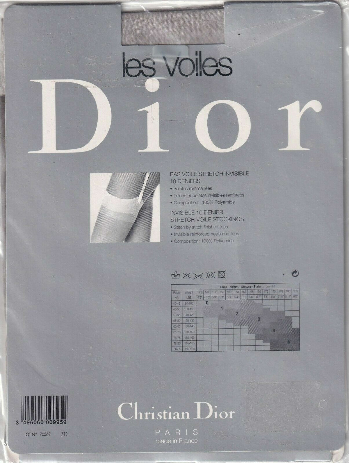 Bas DIOR DIORISSIMO 10 D 6 coloris 2 tailles. Ultra sheer stockings