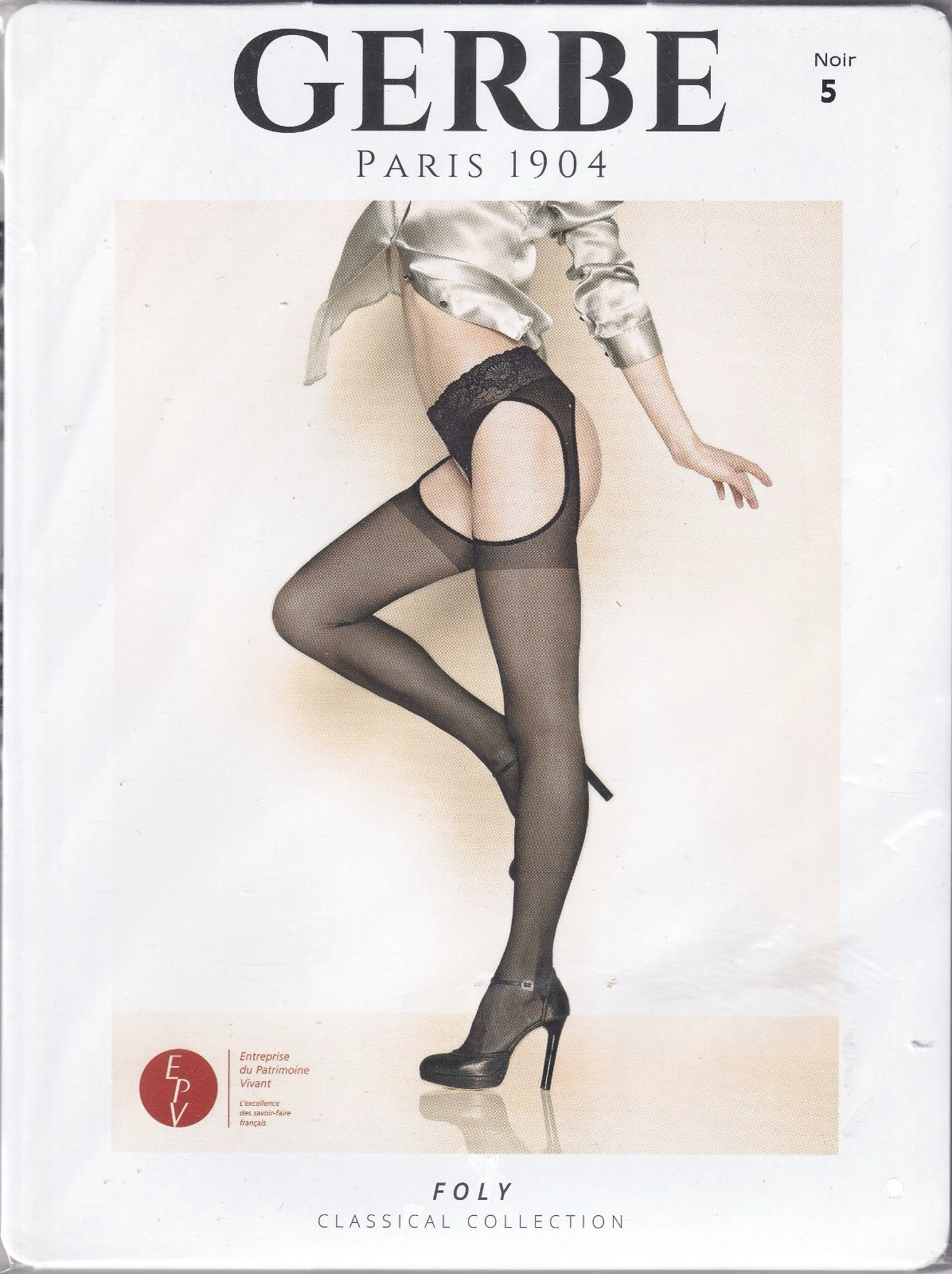 Collant GERBE FOLY 15 D coloris Noir. 6 tailles. Open tights