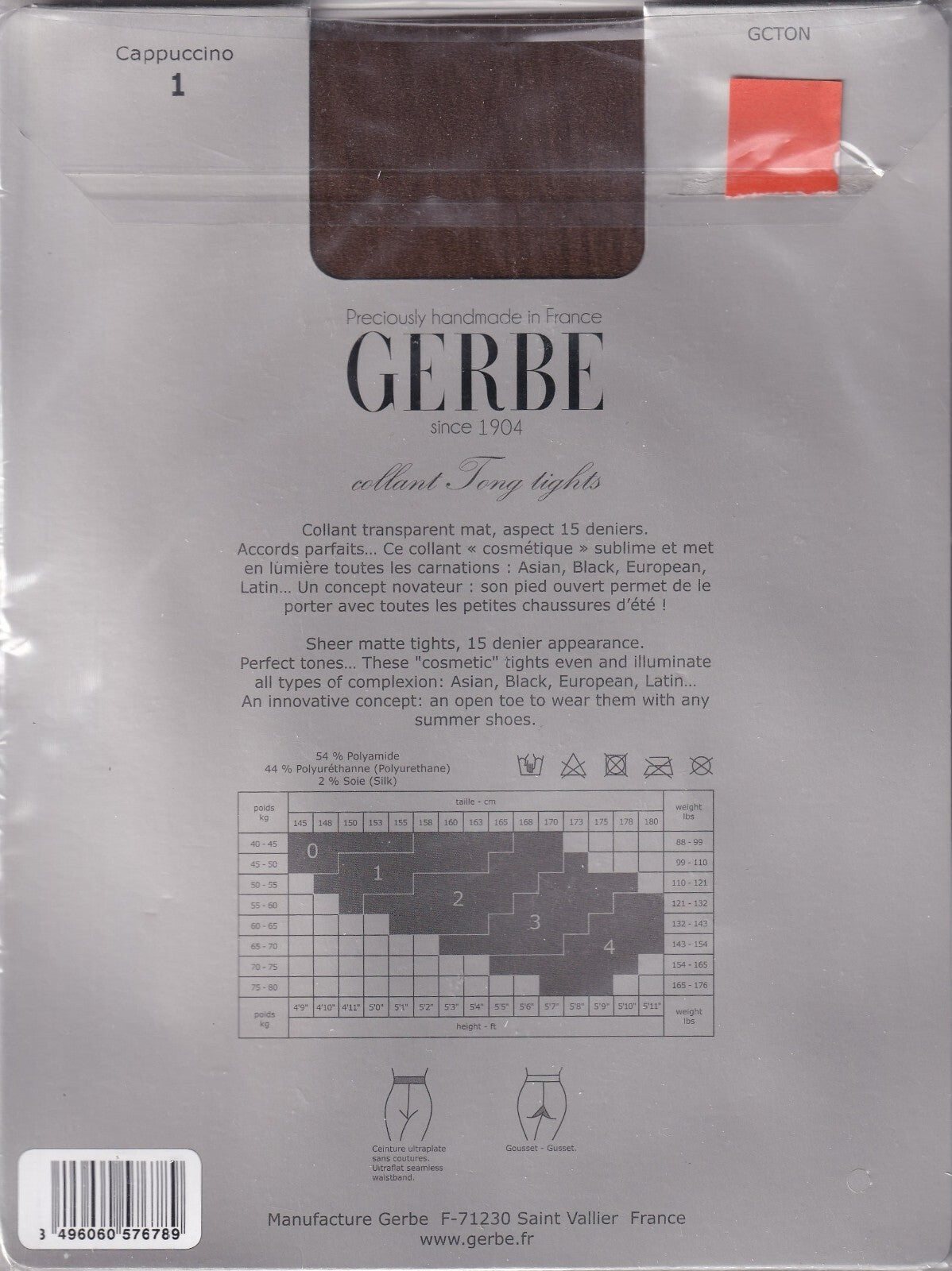 Collant GERBE TONG 15 D 3 coloris 5 tailles. Toeless tights