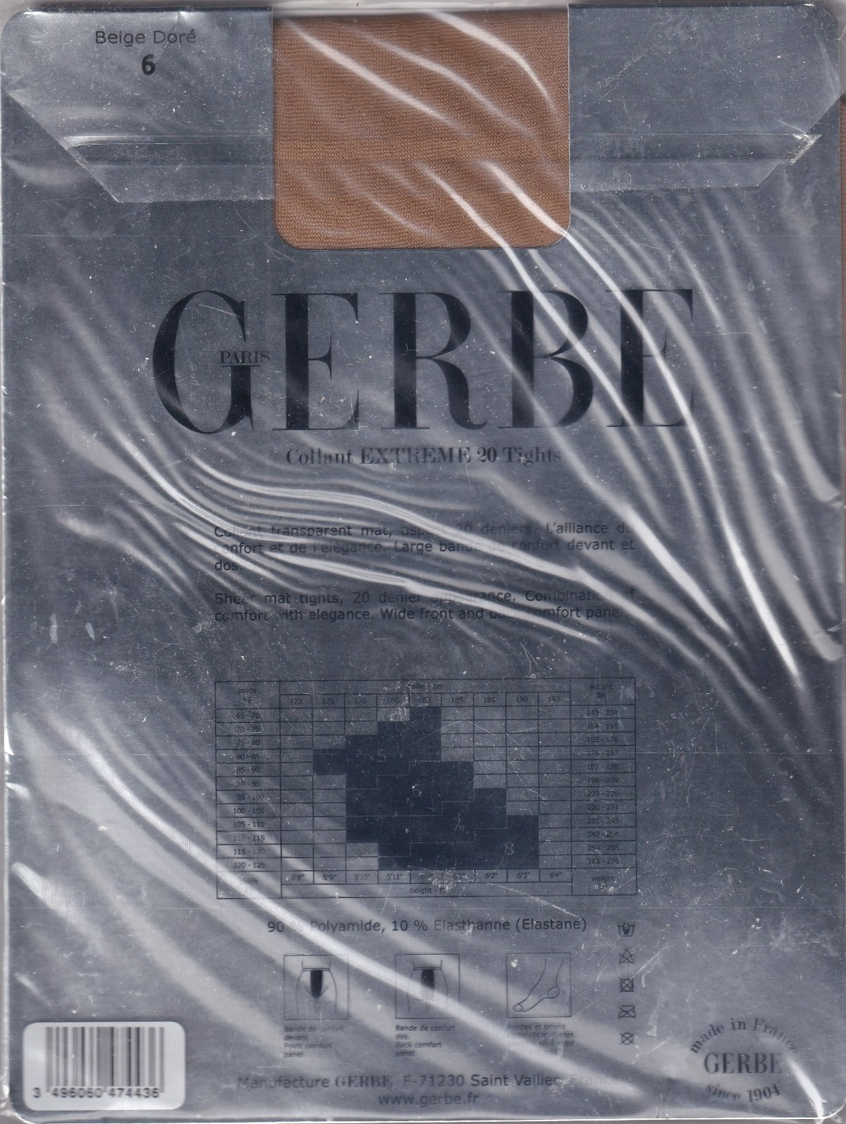Collant GERBE EXTRÊME 20 D coloris Beige Doré. Taille 6 - 11. Tights
