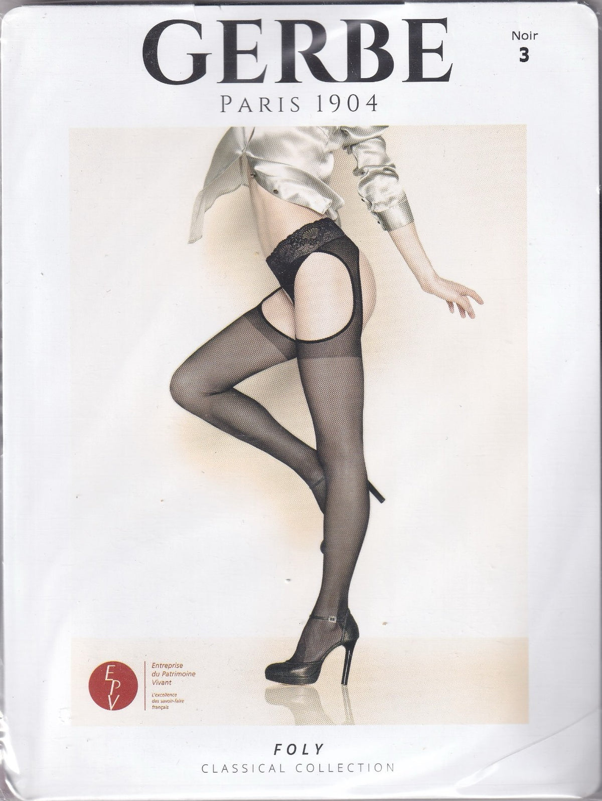 Collant GERBE FOLY 15 D coloris Noir. 6 tailles. Open tights