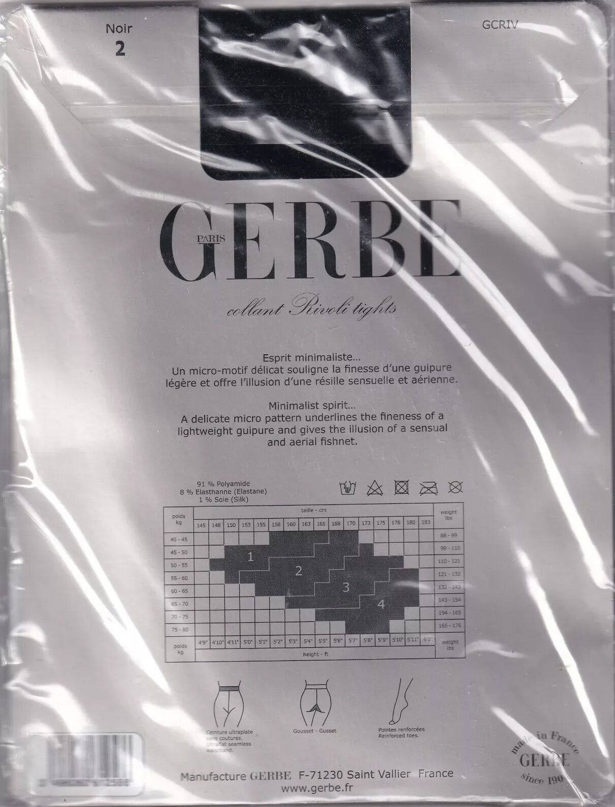 Collant GERBE RIVOLI coloris Noir. 2 tailles. Guipure fashion tights