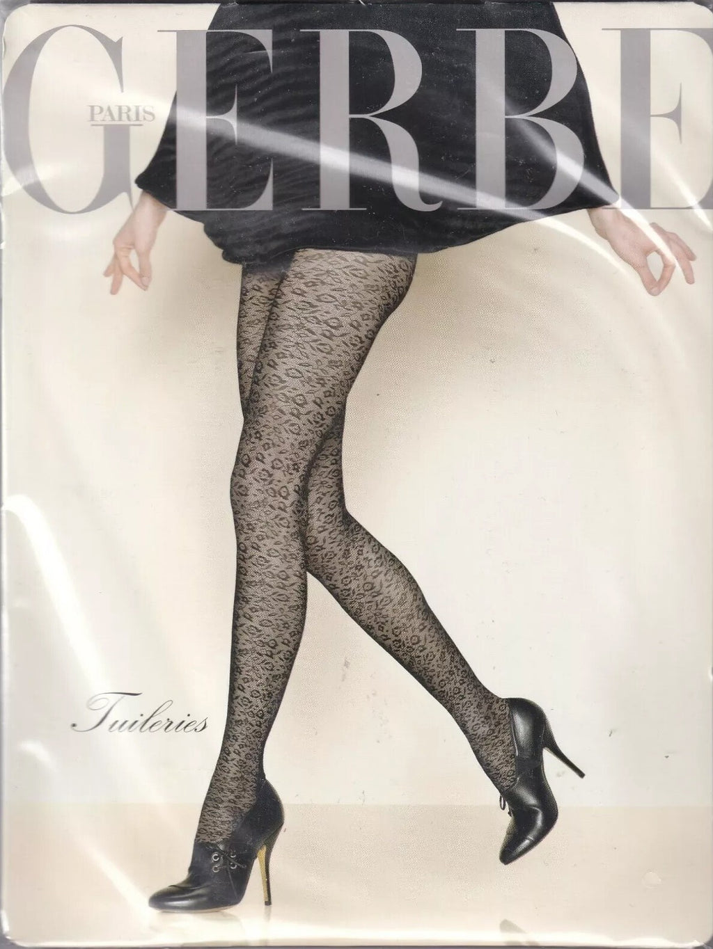 Collant GERBE TUILERIES Chocolat ou Noir. 2 tailles. Floral tights