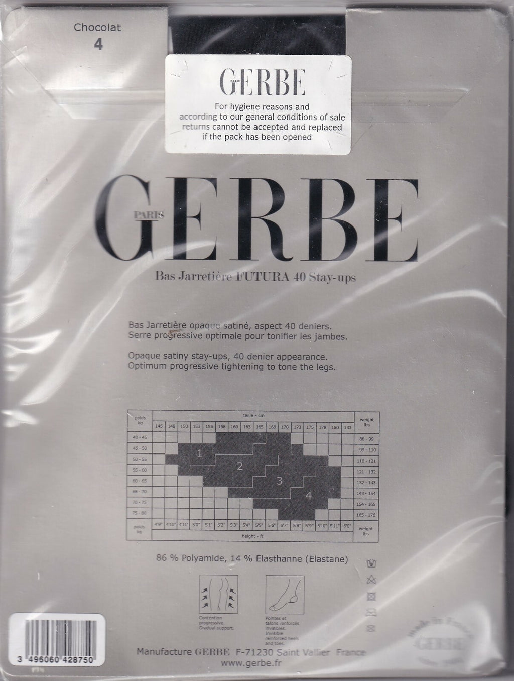 Bas jarretière GERBE FUTURA 40 D 4 coloris 4 tailles. Opaque stay-ups