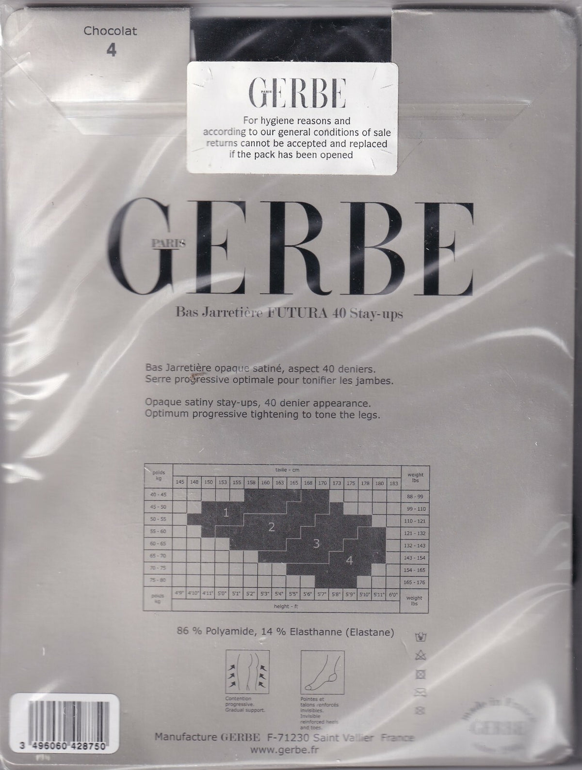 Bas jarretière GERBE FUTURA 40 D 4 coloris 4 tailles. Opaque stay-ups