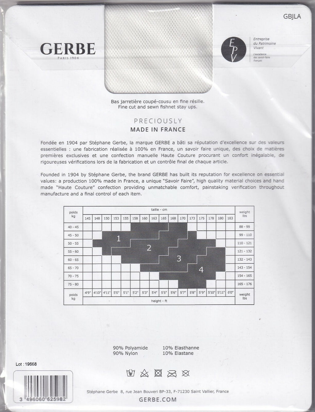 Bas jarretière GERBE SÉVILLA Écru ou Noir. 2 tailles. Seamed stay-ups