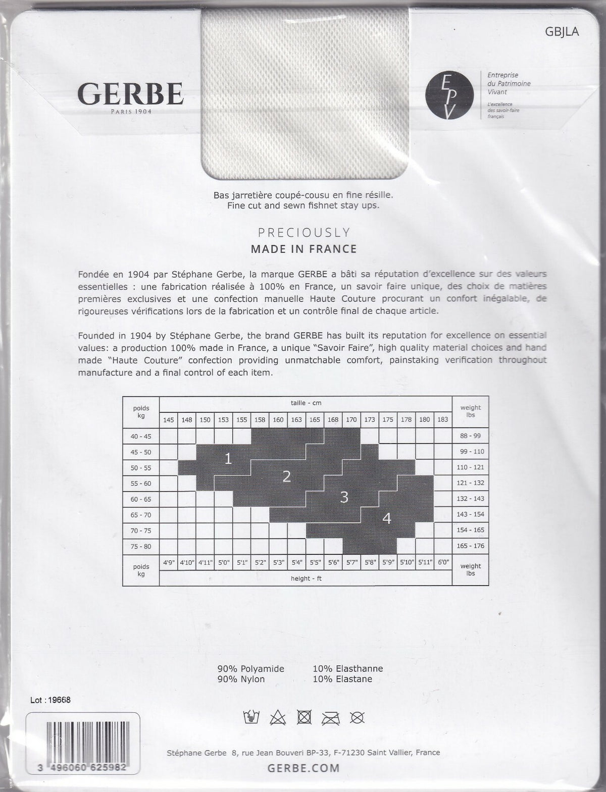 Bas jarretière GERBE SÉVILLA Écru ou Noir. 2 tailles. Seamed stay-ups
