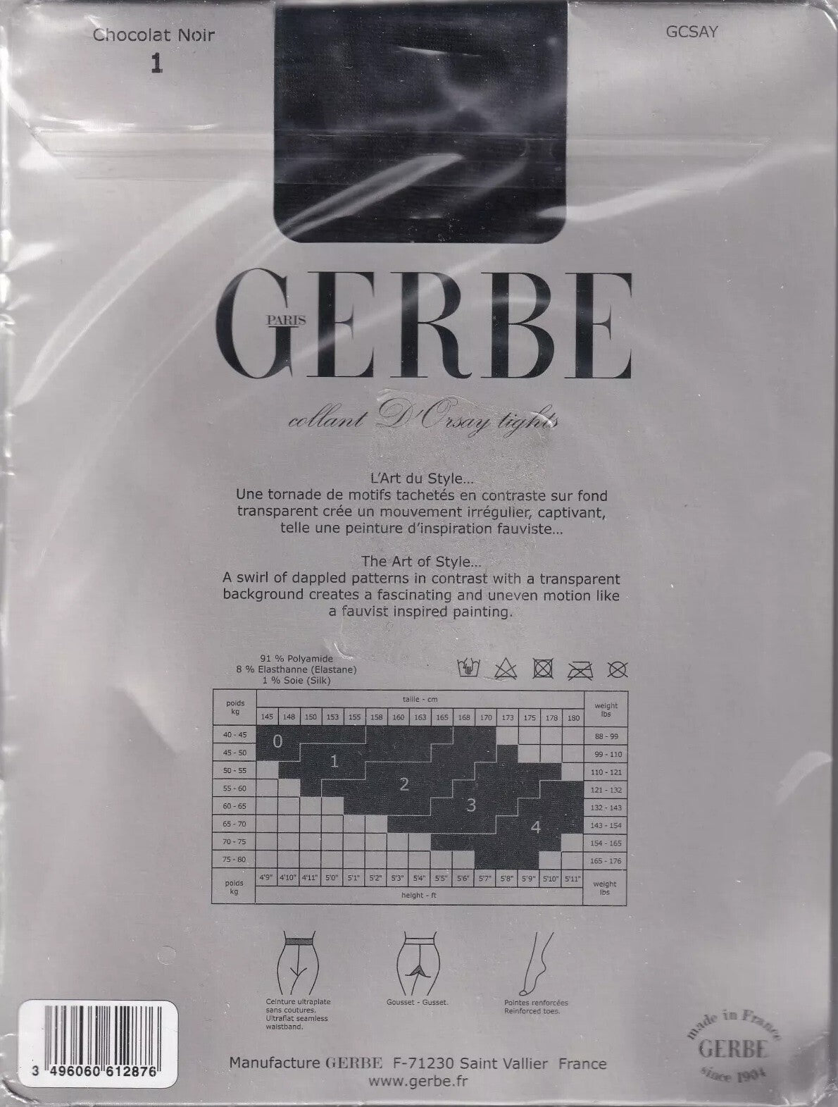 Collant GERBE D'ORSAY 3 coloris 5 tailles. Fauvist fashion tights