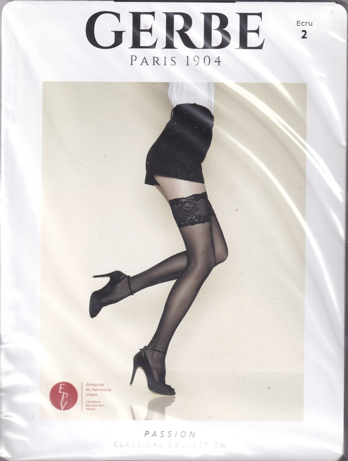 Bas jarretière GERBE PASSION 20 D Écru ou Noir. 4 tailles. Stay-ups