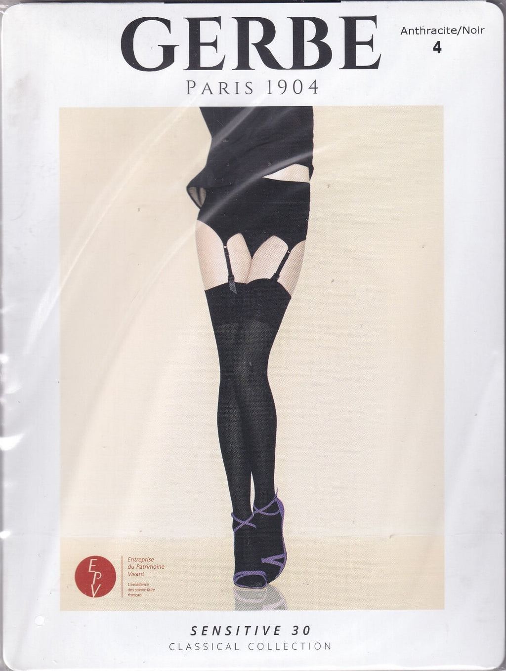 Bas GERBE SENSITIVE 30 D Anthracite/Noir ou Noir. 4 tailles. Stockings