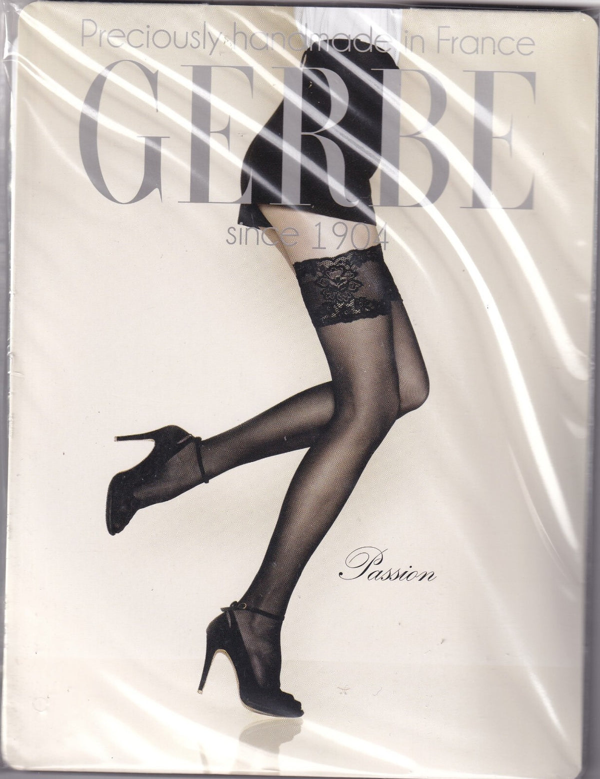 Bas jarretière GERBE PASSION 20 D Écru ou Noir. 4 tailles. Stay-ups