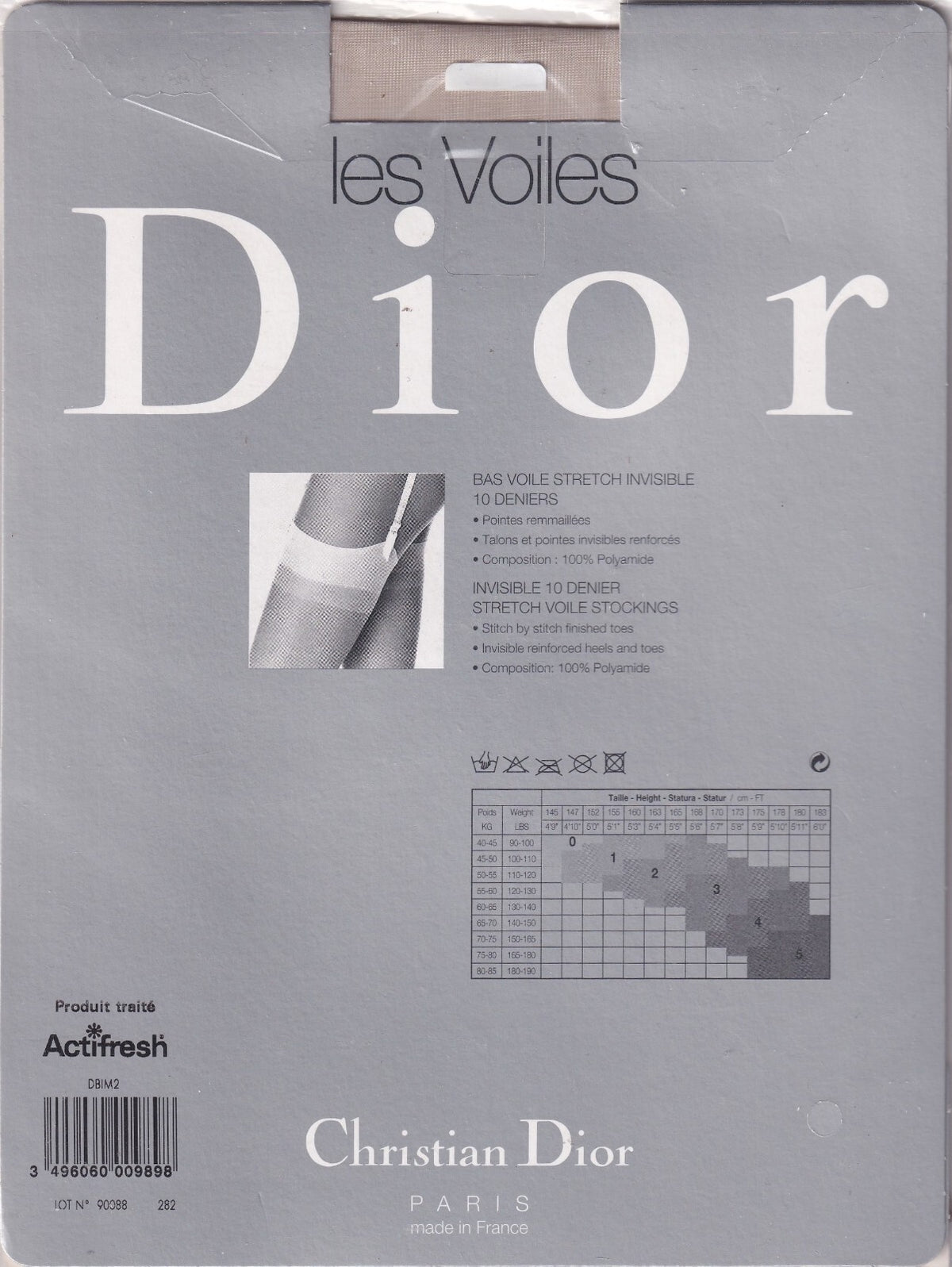Bas DIOR DIORISSIMO 10 D 6 coloris 2 tailles. Ultra sheer stockings