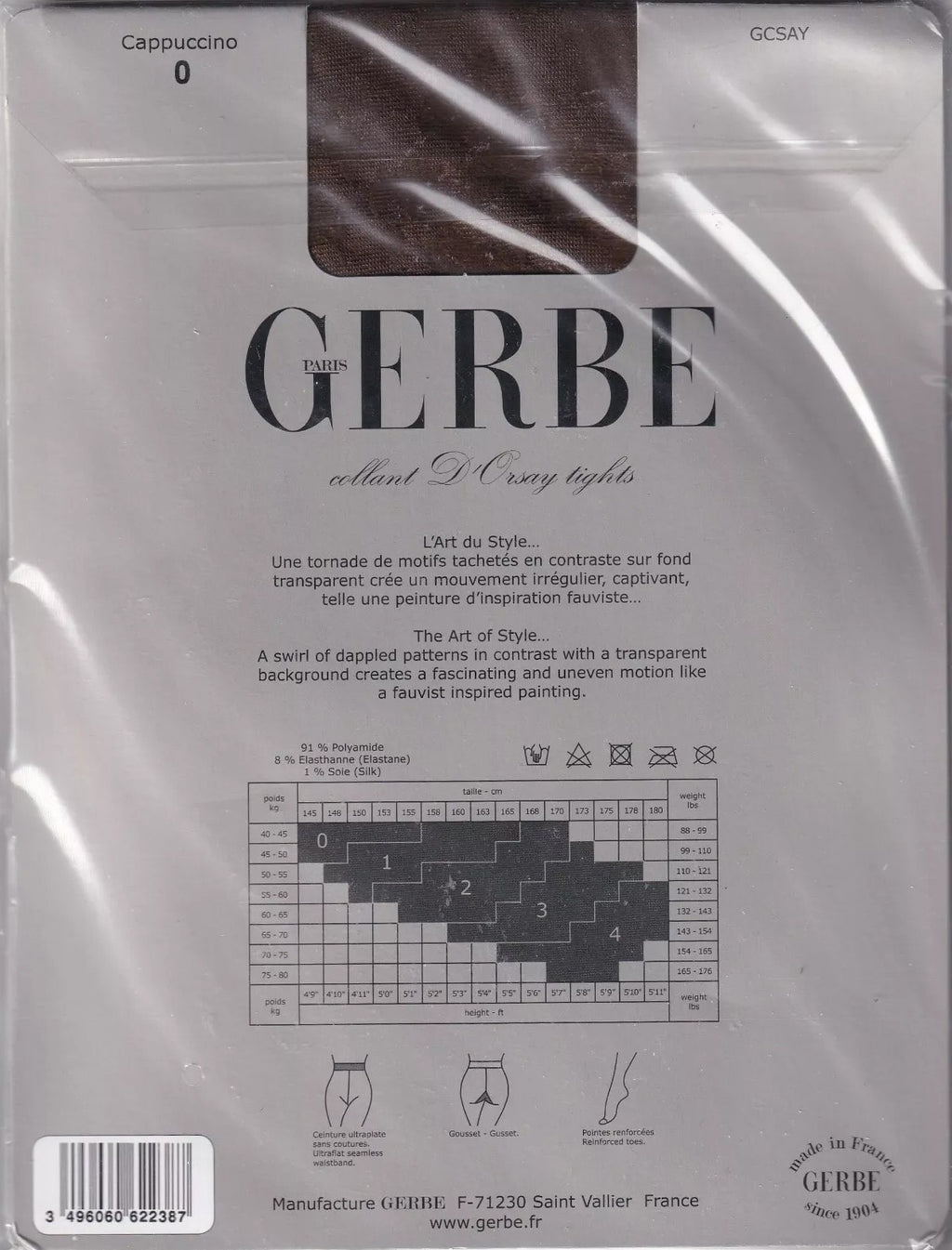 Collant GERBE D'ORSAY 3 coloris 5 tailles. Fauvist fashion tights