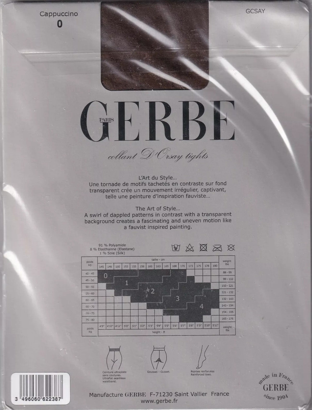 Collant GERBE D'ORSAY 3 coloris 5 tailles. Fauvist fashion tights