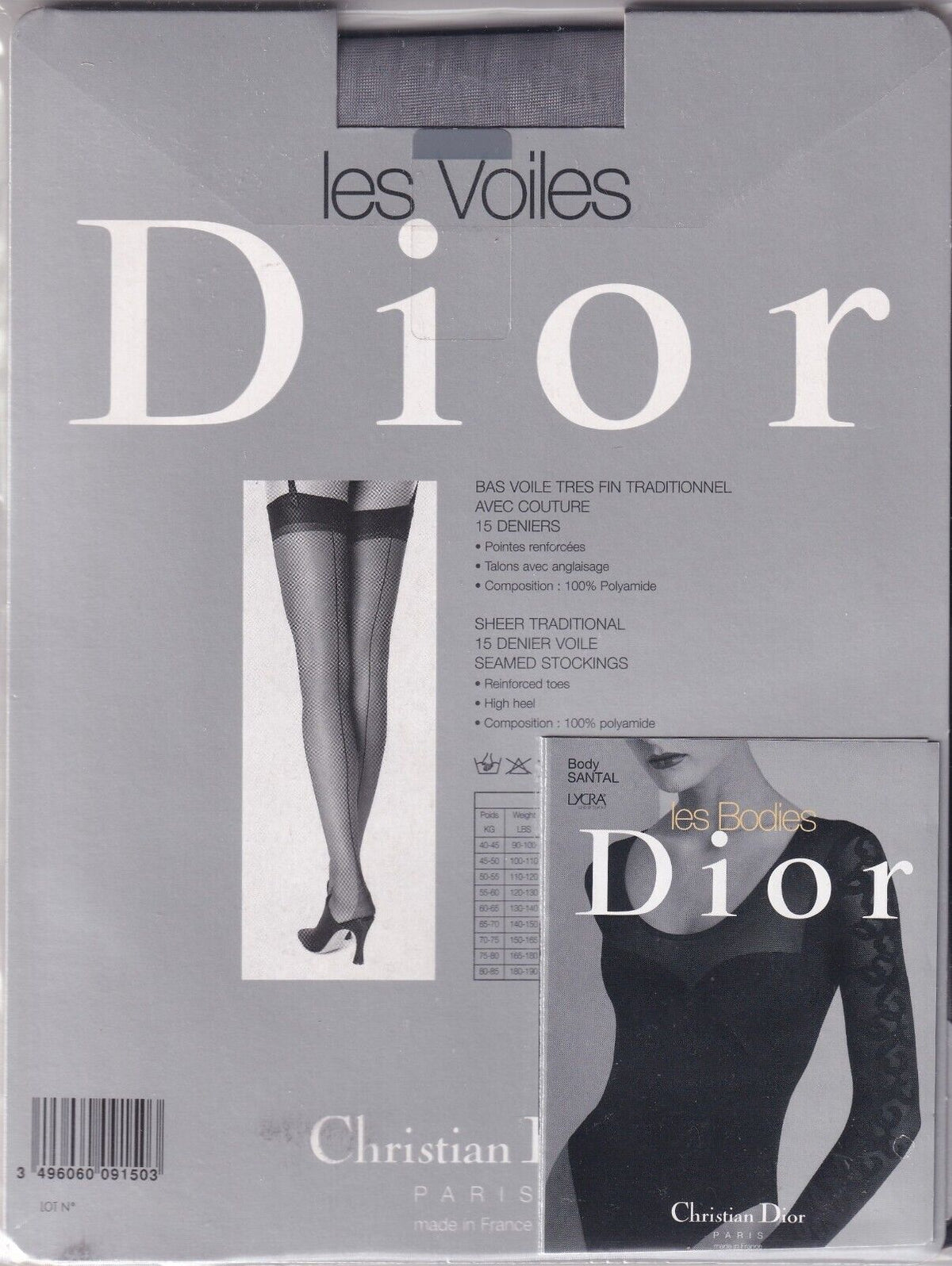 Bas couture DIOR 15 D 3 coloris 3 tailles. Fully Fashioned Stockings