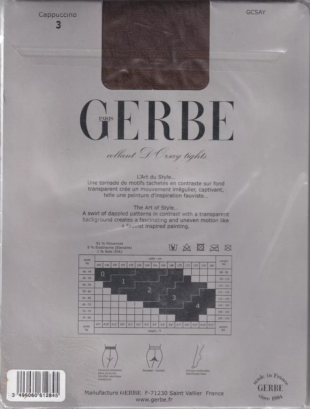 Collant GERBE D'ORSAY 3 coloris 5 tailles. Fauvist fashion tights