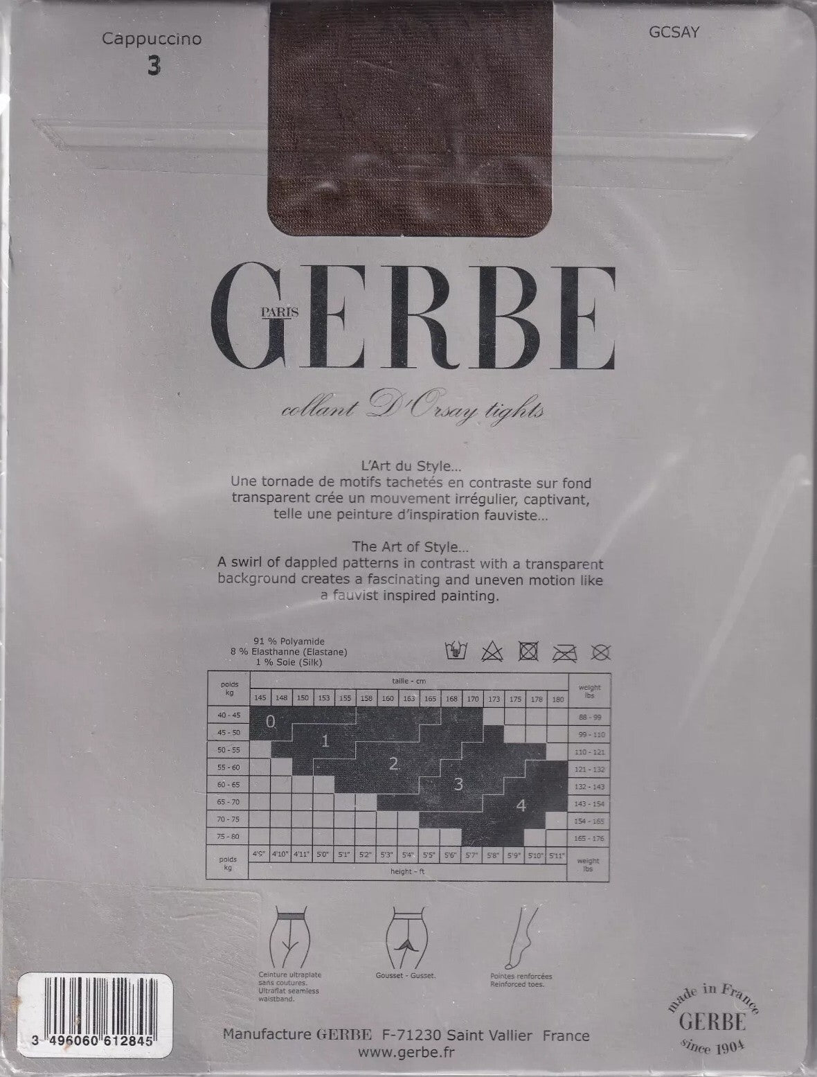 Collant GERBE D'ORSAY 3 coloris 5 tailles. Fauvist fashion tights
