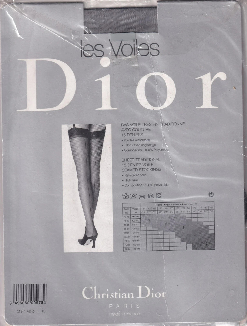Bas couture DIOR 15 D 3 coloris 3 tailles. Fully Fashioned Stockings