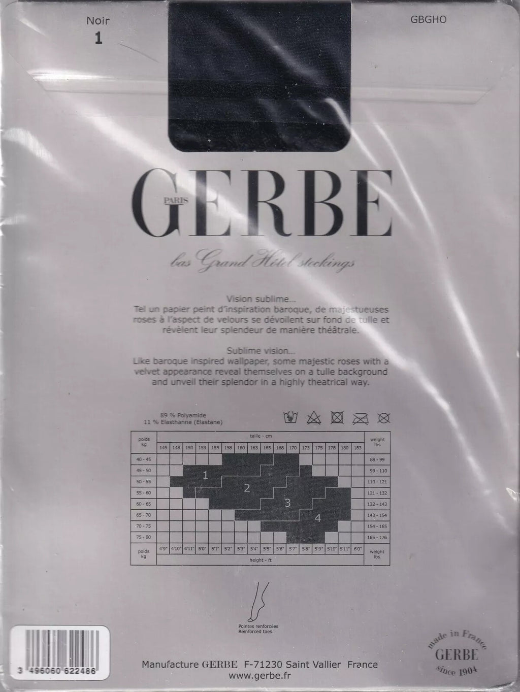 Bas GERBE GRAND HÔTEL Noir. 3 tailles. Baroque fashion stockings