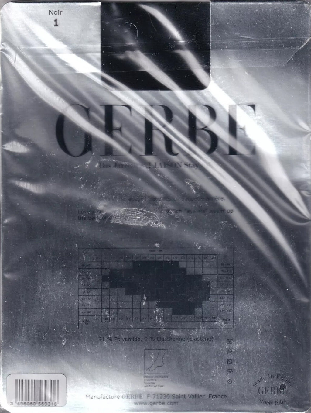 Bas jarretière GERBE LIAISON Noir. T 1 - 8½. Lovely fashion stay-ups