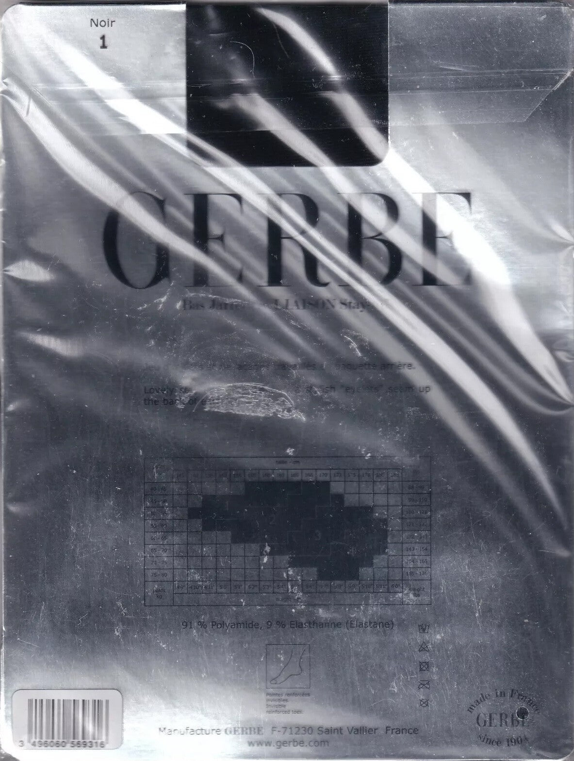 Bas jarretière GERBE LIAISON Noir. T 1 - 8½. Lovely fashion stay-ups