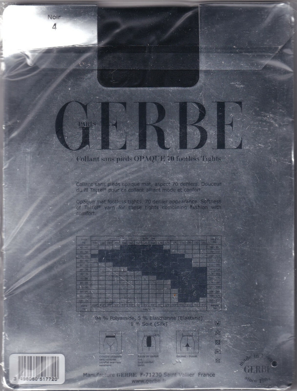 Legging GERBE OPAQUE 70 D Bleu Nuit ou Noir. 5 tailles.
