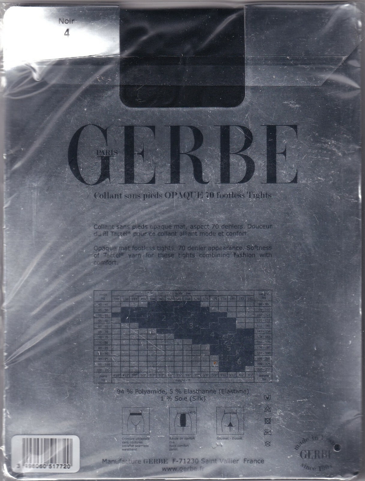 Legging GERBE OPAQUE 70 D Bleu Nuit ou Noir. 5 tailles.