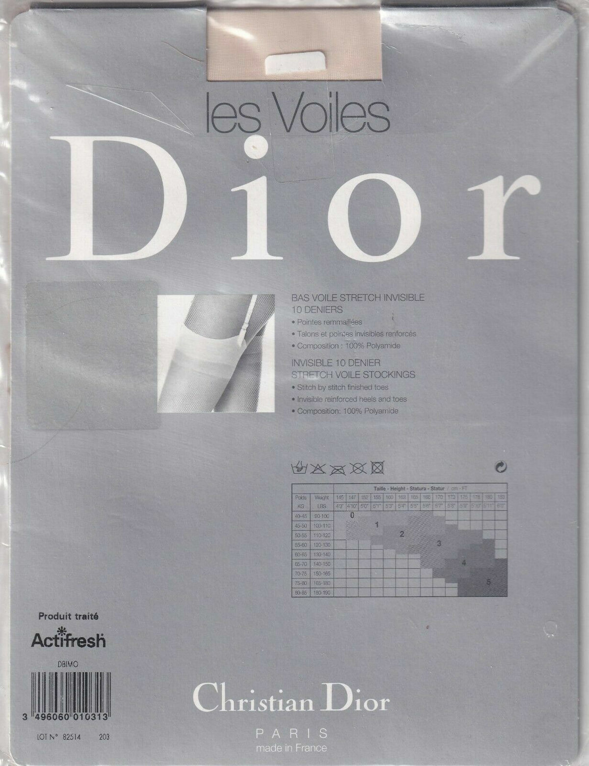 Bas DIOR DIORISSIMO 10 D 6 coloris 2 tailles. Ultra sheer stockings
