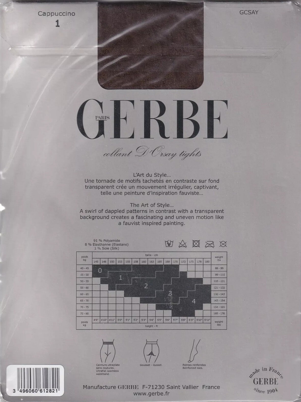 Collant GERBE D'ORSAY 3 coloris 5 tailles. Fauvist fashion tights