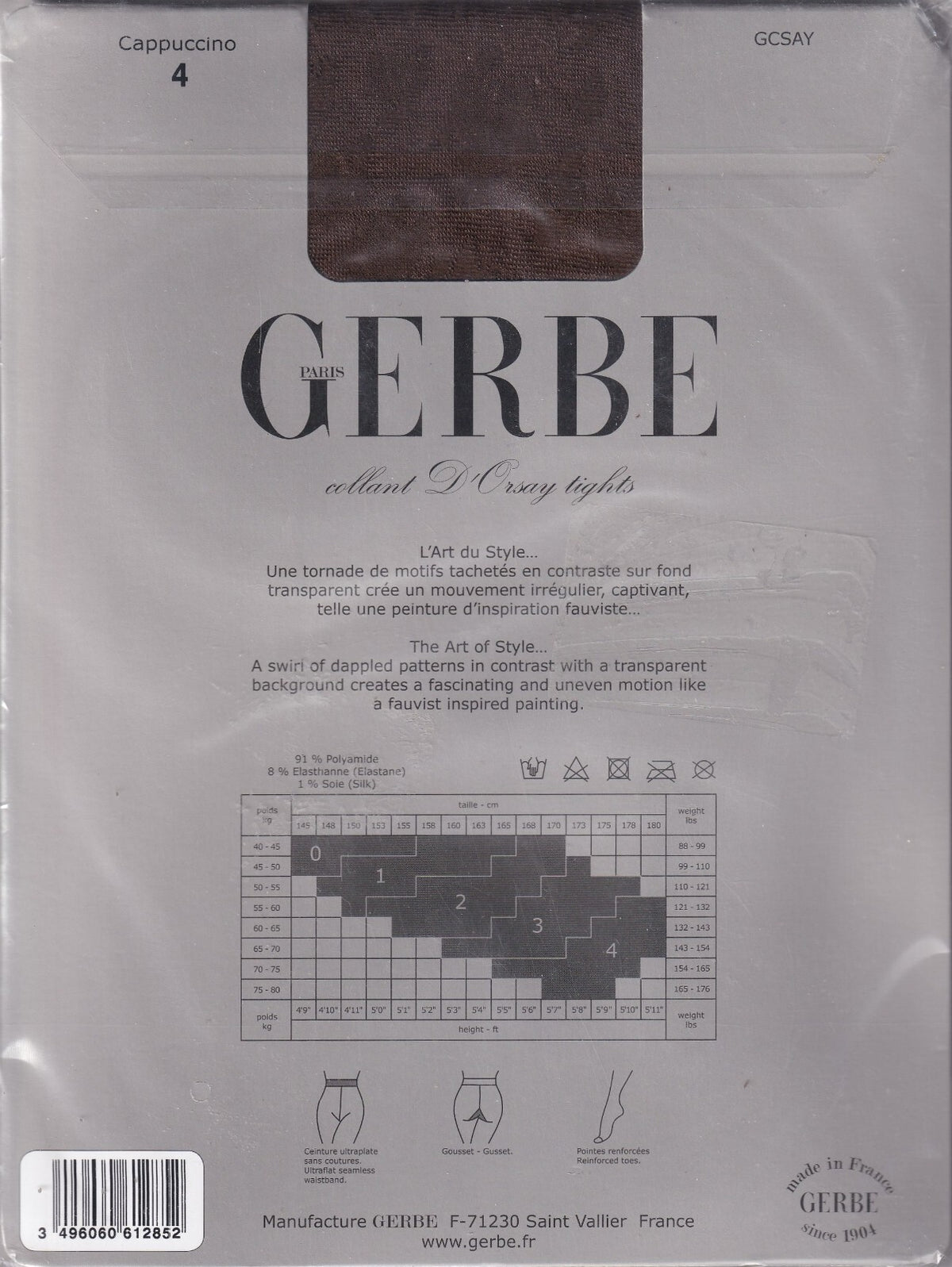 Collant GERBE D'ORSAY 3 coloris 5 tailles. Fauvist fashion tights