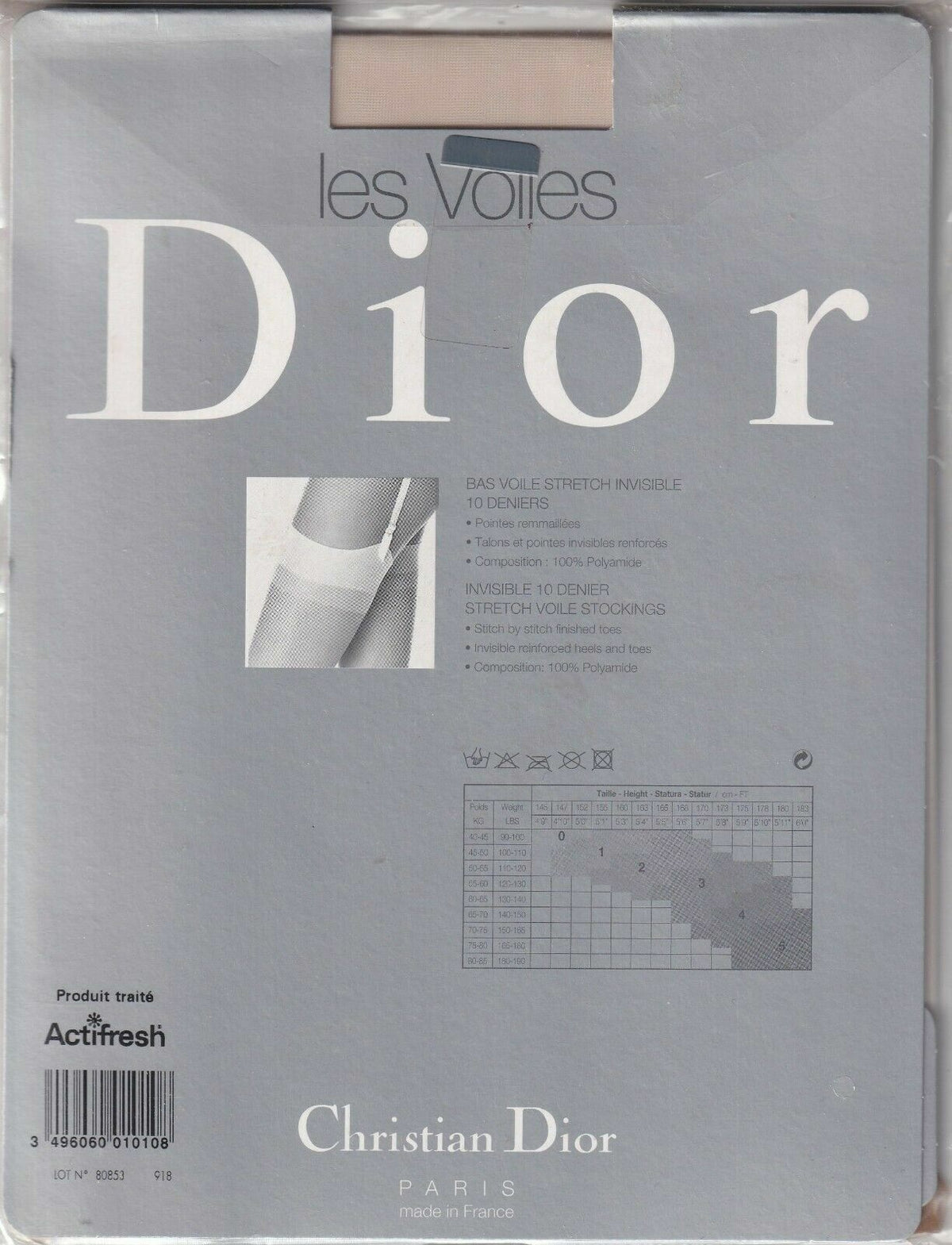 Bas DIOR DIORISSIMO 10 D 6 coloris 2 tailles. Ultra sheer stockings