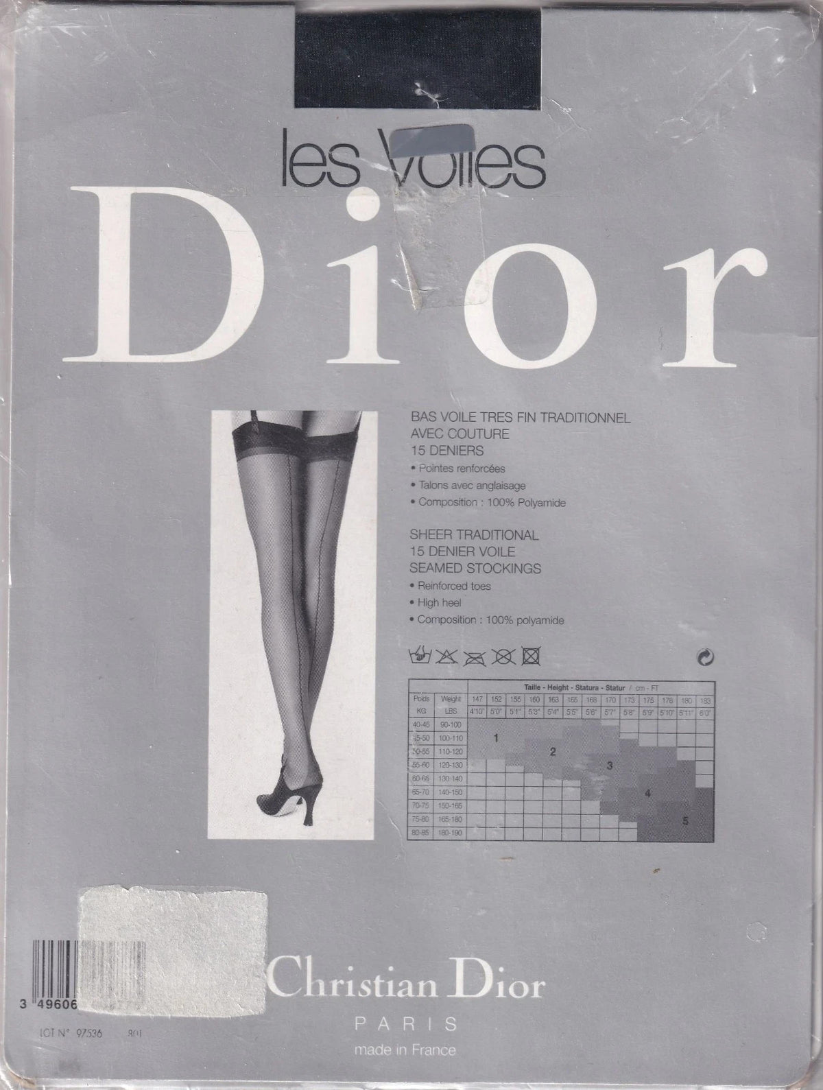 Bas couture DIOR 15 D 3 coloris 3 tailles. Fully Fashioned Stockings