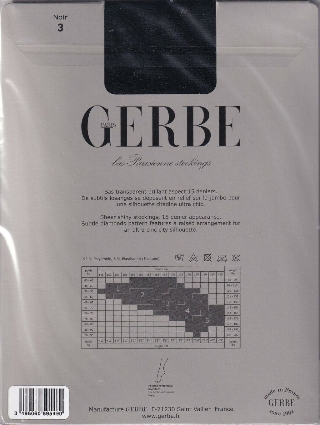Bas GERBE PARISIENNE coloris Noir. 2 tailles. Ultra chic stockings
