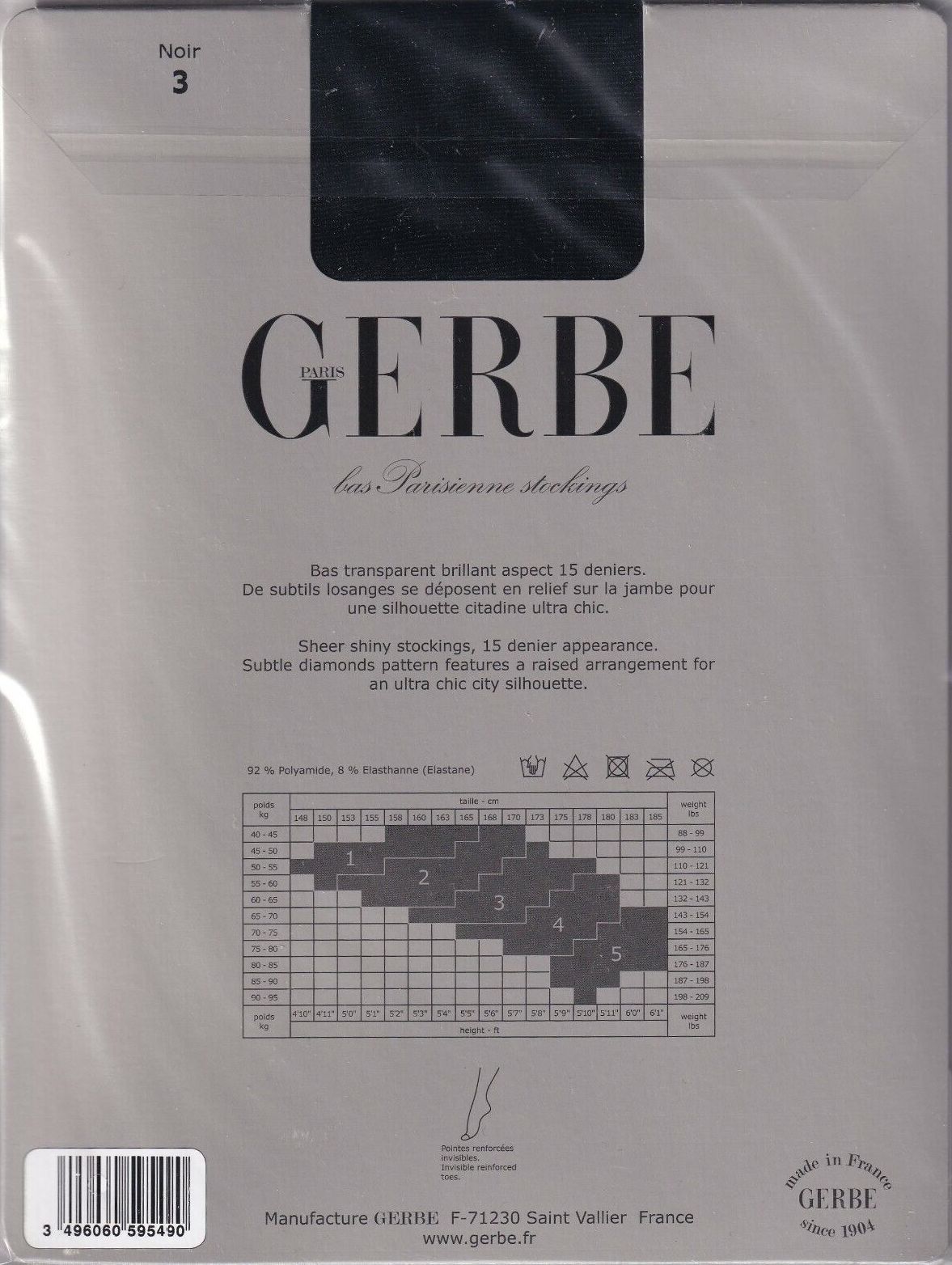 Bas GERBE PARISIENNE coloris Noir. 2 tailles. Ultra chic stockings