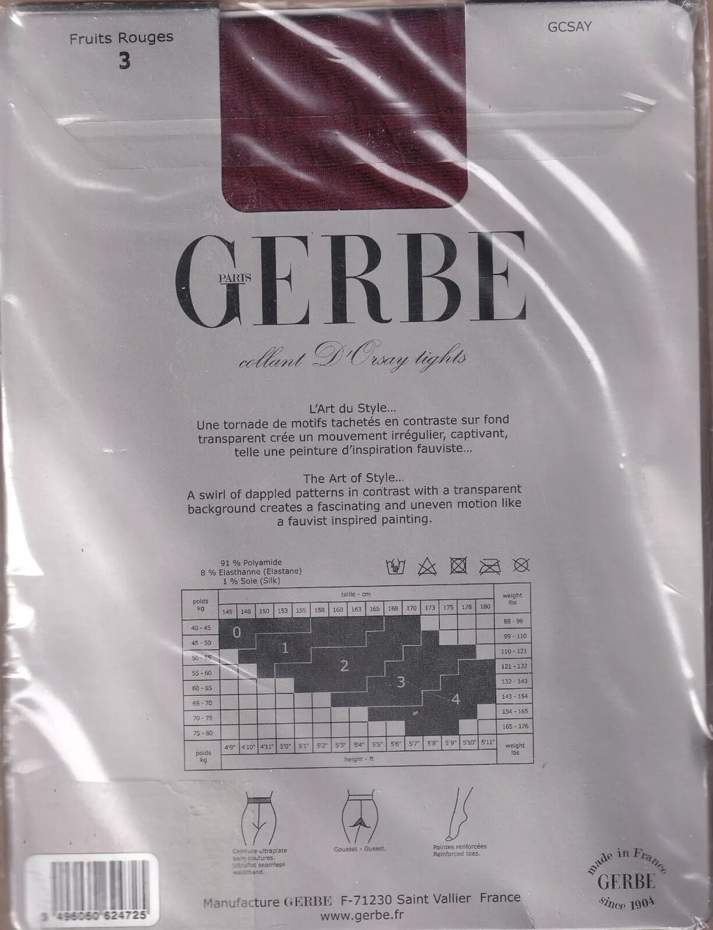 Collant GERBE D'ORSAY 3 coloris 5 tailles. Fauvist fashion tights
