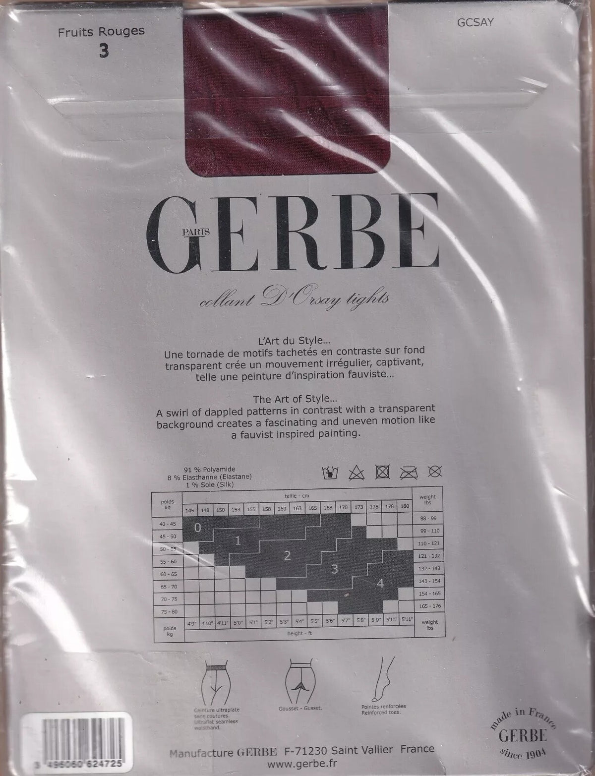 Collant GERBE D'ORSAY 3 coloris 5 tailles. Fauvist fashion tights