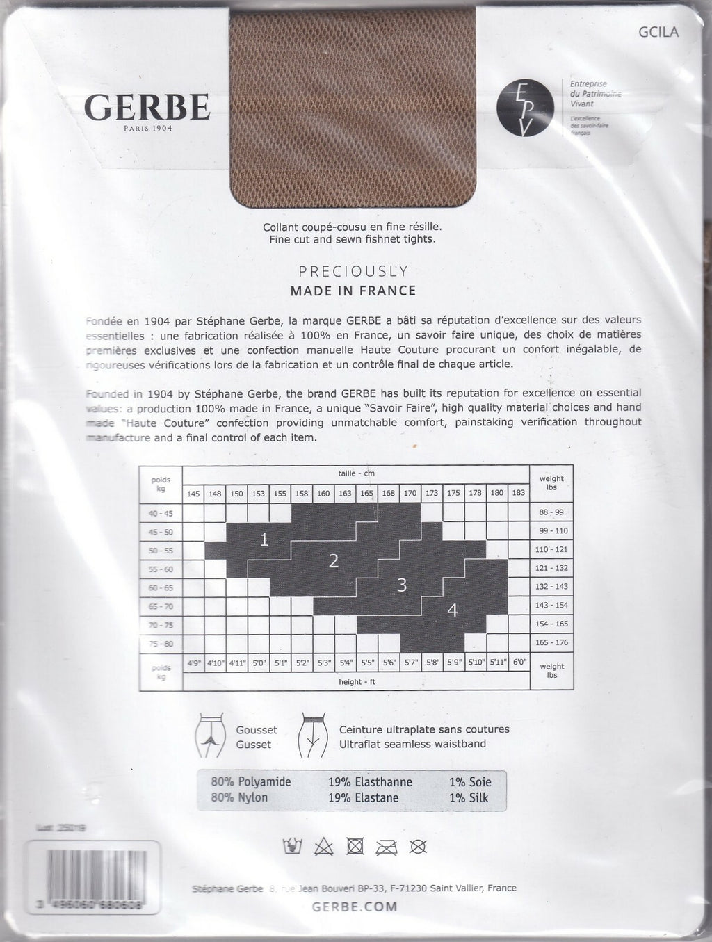Collant GERBE SÉVILLA Bleu Nuit ou Cannelle. 3 tailles. Seamed tights