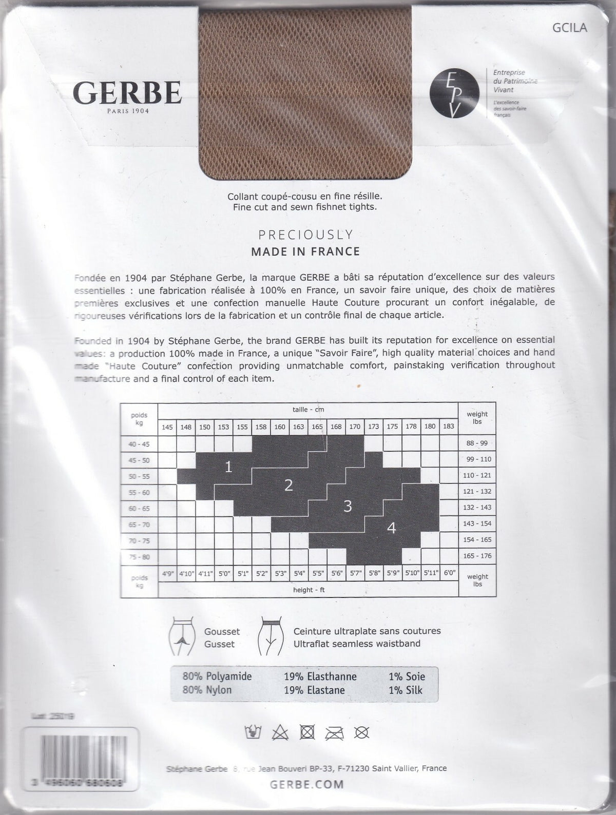 Collant GERBE SÉVILLA Bleu Nuit ou Cannelle. 3 tailles. Seamed tights